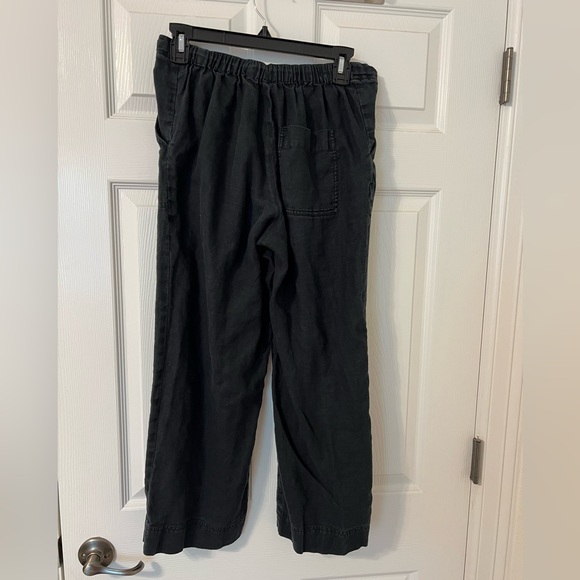Everlane Black Linen Drawstring Crop Pants, Size 0 - Picture 2 of 3